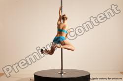 Underwear Gymnastic poses Woman White Moving poses Slim long blond Dynamic poses Academic